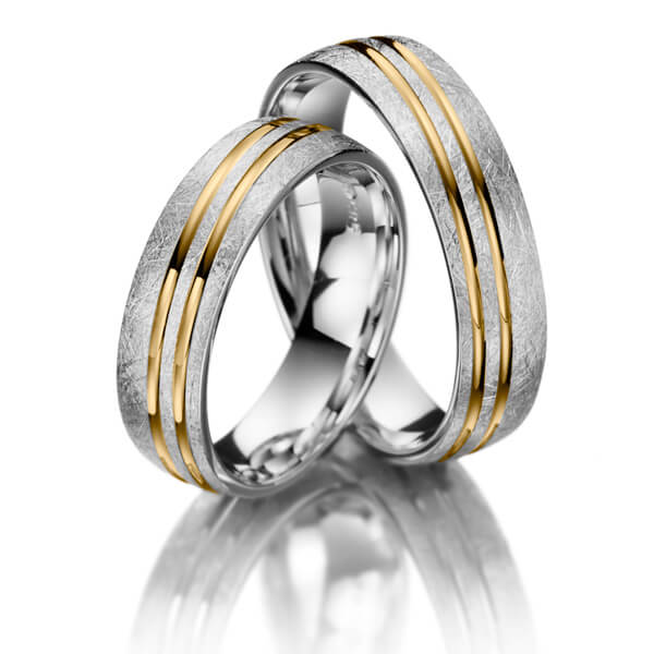 Paar bicolor Trauringe/Eheringe in Weissgold 585 Gelbgold 585 - NP-1046-4