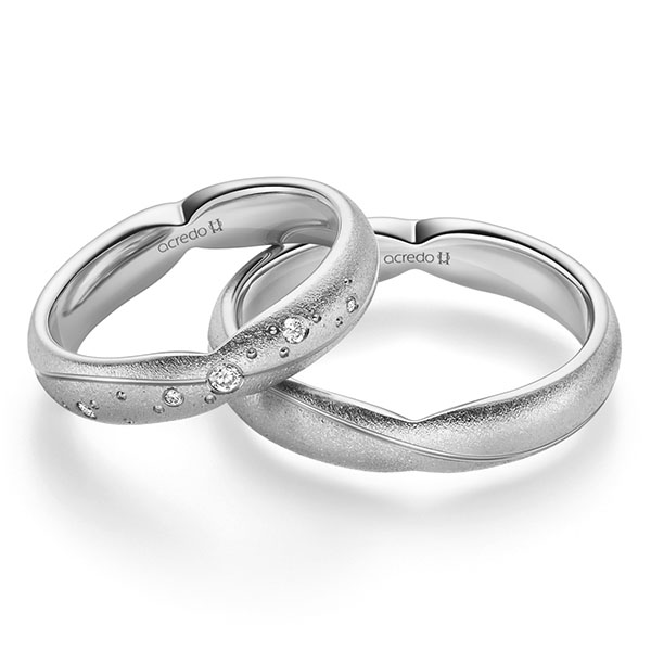 Paar bicolor Trauringe/Eheringe in Weißgold 585 Graugold 585 mit zus. 0,065 ct. Brillant tw, si von acredo