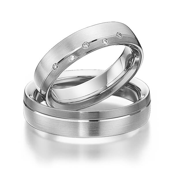 Paar bicolor Trauringe/Eheringe in Weißgold 585 Graugold dunkel 585 mit zus. 0,04 ct. Brillant tw, si von 123GOLD