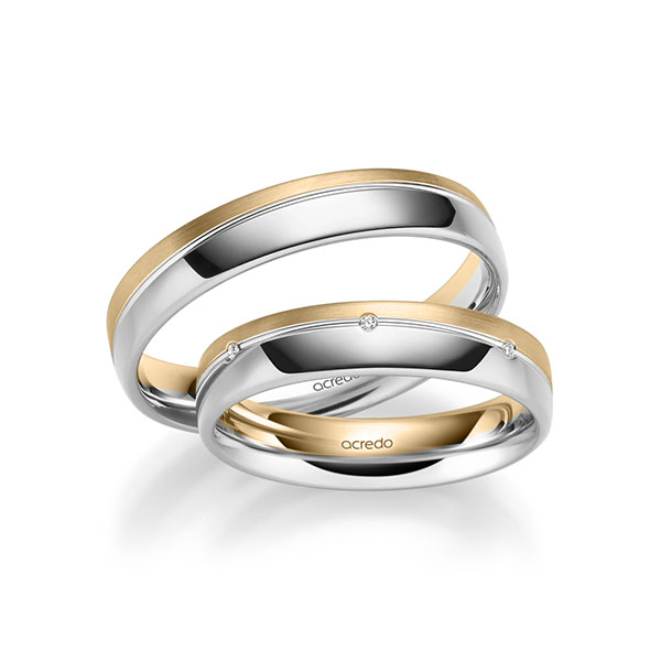 Paar bicolor Trauringe/Eheringe in Weissgold 585 Roségold 585 mit zus. 0,035 ct. Brillant tw, si von acredo - A-3016-18 Paar bicolor Trauringe/Eheringe in Weissgold 585 Roségold 585 mit zus. 0,035 ct. Brillant tw, si von acredo - A-3016-18