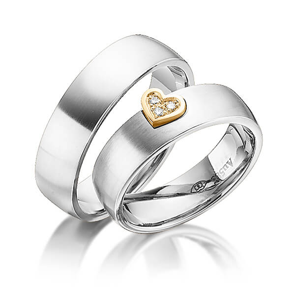 Paar bicolor Trauringe/Eheringe in Weißgold 585 Roségold 585 mit zus. 0,03 ct. Brillant tw, si von 123GOLD