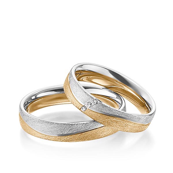 Paar bicolor Trauringe/Eheringe in Weißgold 585 Roségold 585 mit zus. 0,03 ct. Brillant tw, si von Steinberg - Q-1182-6 Paar bicolor Trauringe/Eheringe in Weißgold 585 Roségold 585 mit zus. 0,03 ct. Brillant tw, si von Steinberg - Q-1182-6