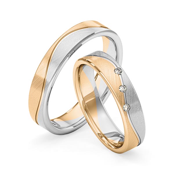Paar bicolor Trauringe/Eheringe in Weißgold 585 Roségold 585 mit zus. 0,045 ct. Brillant tw, si von Merii - M-1262-3 Paar bicolor Trauringe/Eheringe in Weißgold 585 Roségold 585 mit zus. 0,045 ct. Brillant tw, si von Merii - M-1262-3