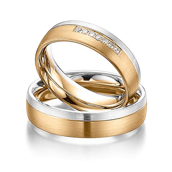 Paar bicolor Trauringe/Eheringe in Weißgold 585 Roségold 585 mit zus. 0,07 ct. Brillant tw, si von Steinberg - Q-1074-11 Paar bicolor Trauringe/Eheringe in Weißgold 585 Roségold 585 mit zus. 0,07 ct. Brillant tw, si von Steinberg - Q-1074-11