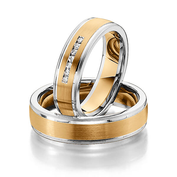 Paar bicolor Trauringe/Eheringe in Weissgold 585 Roségold 585 mit zus. 0,07 ct. Brillant tw, si von Steinberg