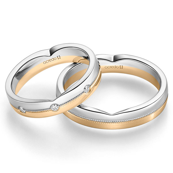 Paar bicolor Trauringe/Eheringe in Weißgold 585 Roségold 585 mit zus. 0,24 ct. Brillant tw, si von acredo