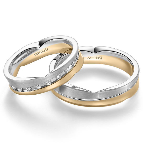Paar bicolor Trauringe/Eheringe in Weissgold 585 Roségold 585 mit zus. 0,315 ct. Brillant tw, si von acredo - A-2363-2 Paar bicolor Trauringe/Eheringe in Weissgold 585 Roségold 585 mit zus. 0,315 ct. Brillant tw, si von acredo - A-2363-2