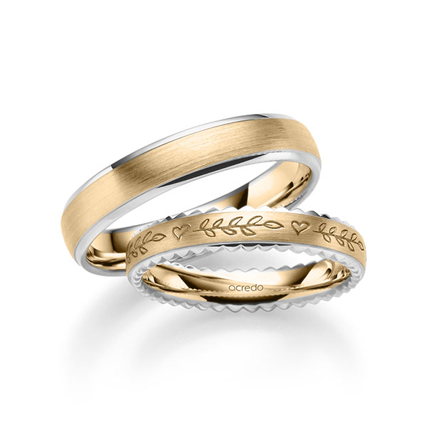 Paar bicolor Trauringe/Eheringe in Weissgold 585 Roségold 585 von acredo - A-2400-2