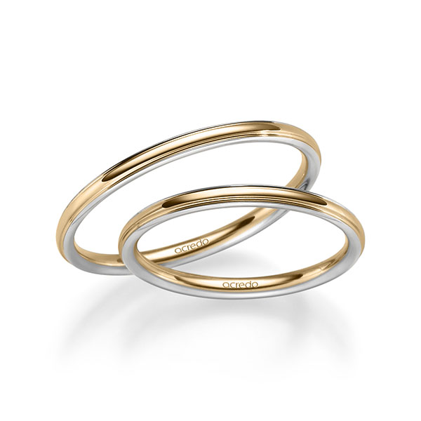 Paar bicolor Trauringe/Eheringe in Weißgold 585 Roségold 585 von acredo