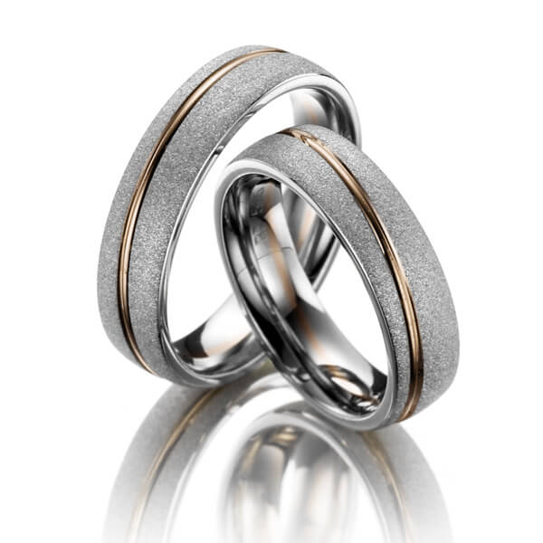 Paar bicolor Trauringe/Eheringe in Weissgold 585 Rotgold 585 - NP-1026-1