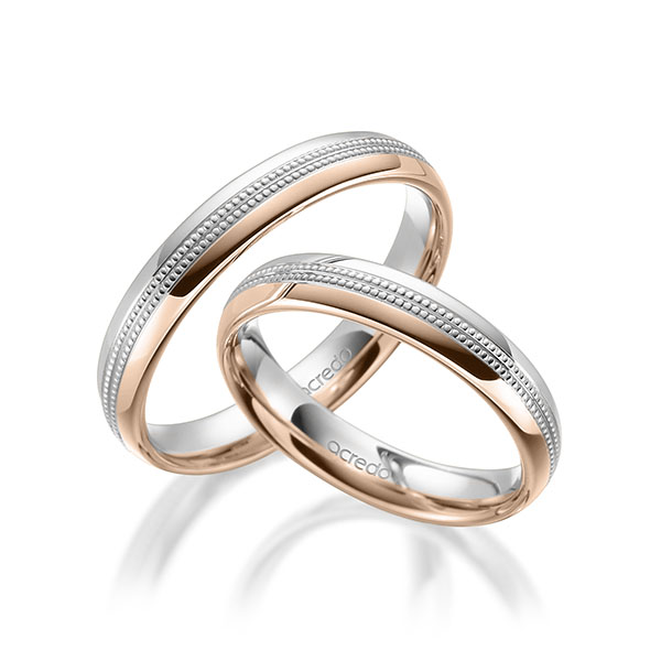 Paar bicolor Trauringe/Eheringe in Weißgold 585 Rotgold 585 von acredo - A-1760-2 Paar bicolor Trauringe/Eheringe in Weißgold 585 Rotgold 585 von acredo - A-1760-2
