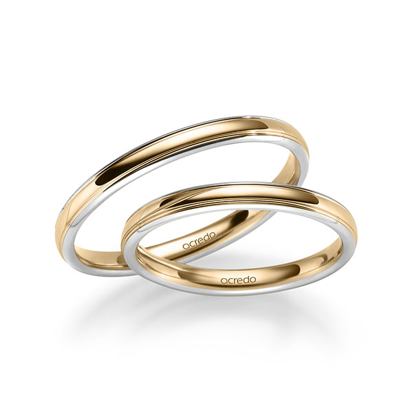 Paar bicolor Trauringe/Eheringe in Weissgold 750 Roségold 750 von acredo - S-1281-4
