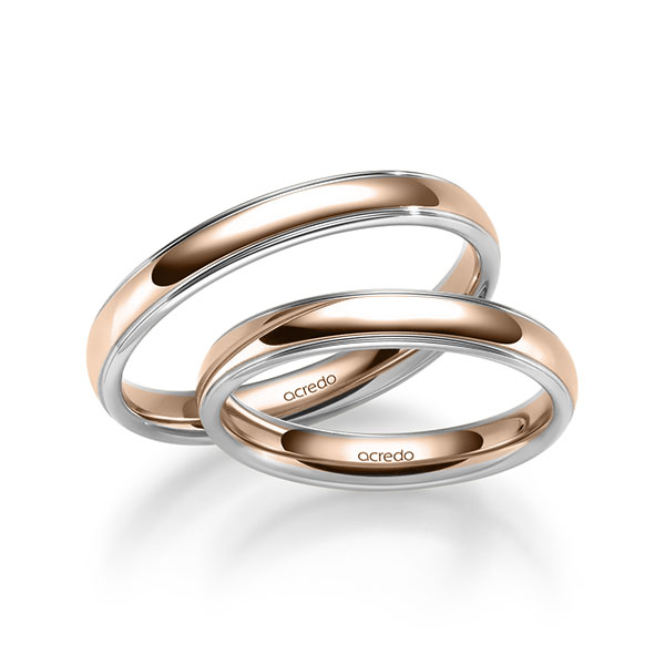 Paar bicolor Trauringe/Eheringe in Weißgold 750 Rotgold 750 von acredo - S-1283-3 Paar bicolor Trauringe/Eheringe in Weißgold 750 Rotgold 750 von acredo - S-1283-3