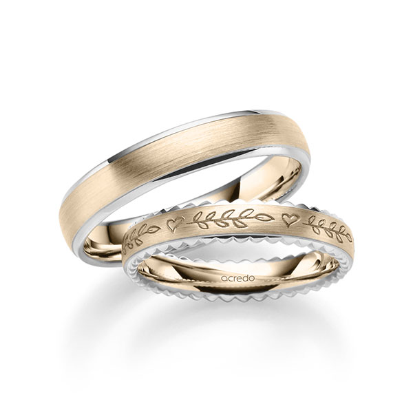 Paar bicolor Trauringe/Eheringe in Weißgold 750 Signature Gold 750 von acredo - A-2400-1