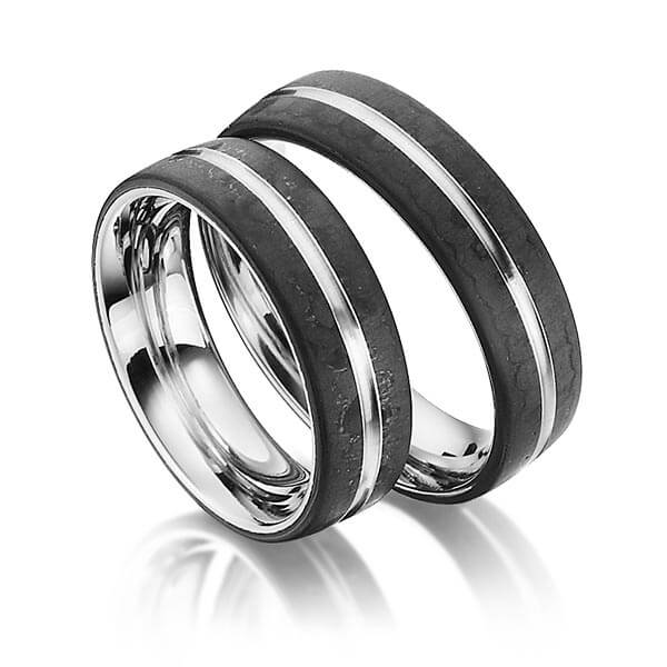 Paar Carbon Trauringe/Eheringe in Palladium 950 Carbon-Einzug von 123GOLD - Y-1332-5 Paar Carbon Trauringe/Eheringe in Palladium 950 Carbon-Einzug von 123GOLD - Y-1332-5