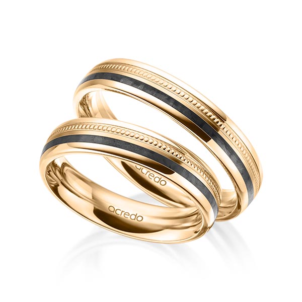 Paar Carbon Trauringe/Eheringe in Roségold 750 von acredo - S-1197-6