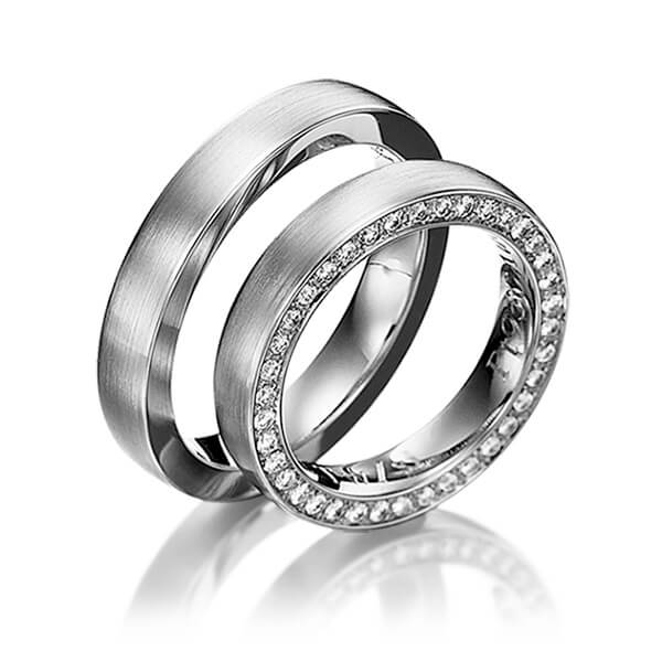 Paar klassische Memoire-Trauringe/Eheringe in Ring Graugold 585 , Inlay Graugold 585 vollausgefasst mit zus. 0,41 ct. Brillant tw, si von 123GOLD - Y-1155-5 Paar klassische Memoire-Trauringe/Eheringe in Ring Graugold 585 , Inlay Graugold 585 vollausgefasst mit zus. 0,41 ct. Brillant tw, si von 123GOLD - Y-1155-5