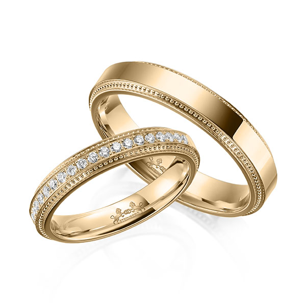 Paar klassische Memoire-Trauringe/Eheringe in Roségold 585 halbausgefasst mit zus. 0,22 ct. Brillant tw, si von Steinberg - Q-1640-3 Paar klassische Memoire-Trauringe/Eheringe in Roségold 585 halbausgefasst mit zus. 0,22 ct. Brillant tw, si von Steinberg - Q-1640-3