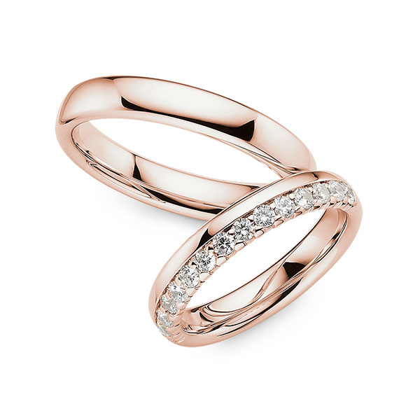 Paar klassische Memoire-Trauringe/Eheringe in Roségold 585 halbausgefasst mit zus. 0,45 ct. Brillant tw, si von 123GOLD - Y-1514-4 Paar klassische Memoire-Trauringe/Eheringe in Roségold 585 halbausgefasst mit zus. 0,45 ct. Brillant tw, si von 123GOLD - Y-1514-4