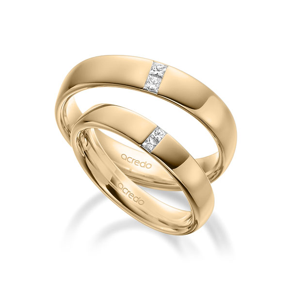 Paar klassische Trauringe/Eheringe in außen Roségold 585 , innen Roségold 585 mit zus. 0,18 ct. Prinzess-Diamant tw, si von acredo - A-1944-5 Paar klassische Trauringe/Eheringe in außen Roségold 585 , innen Roségold 585 mit zus. 0,18 ct. Prinzess-Diamant tw, si von acredo - A-1944-5