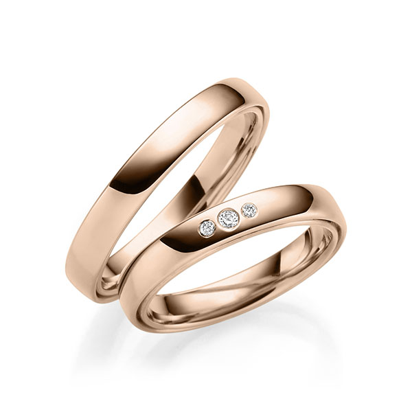 Paar klassische Trauringe/Eheringe in außen Rotgold 585 , innen Rotgold 585 mit zus. 0,04 ct. Brillant tw, vs von 123GOLD - P-1166-3 Paar klassische Trauringe/Eheringe in außen Rotgold 585 , innen Rotgold 585 mit zus. 0,04 ct. Brillant tw, vs von 123GOLD - P-1166-3