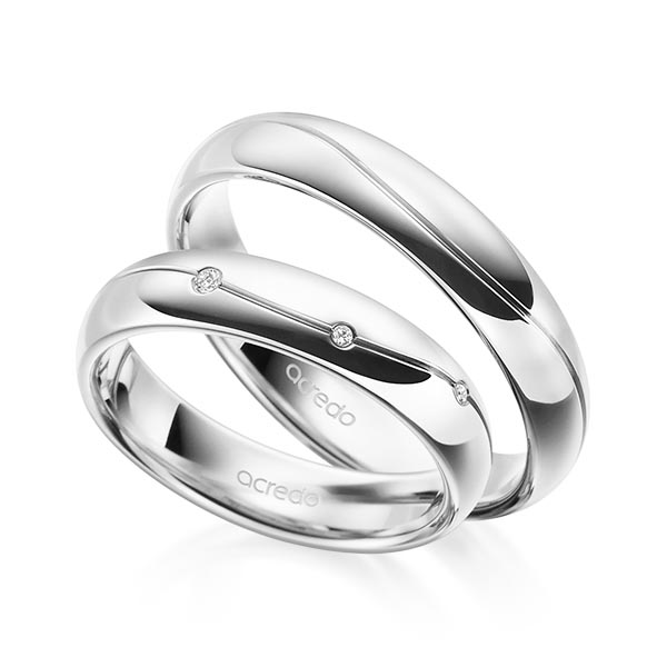 Paar klassische Trauringe/Eheringe in außen Weißgold 585 , innen Weißgold 585 mit zus. 0,06 ct. Brillant tw, si von acredo - A-1697-8 Paar klassische Trauringe/Eheringe in außen Weißgold 585 , innen Weißgold 585 mit zus. 0,06 ct. Brillant tw, si von acredo - A-1697-8