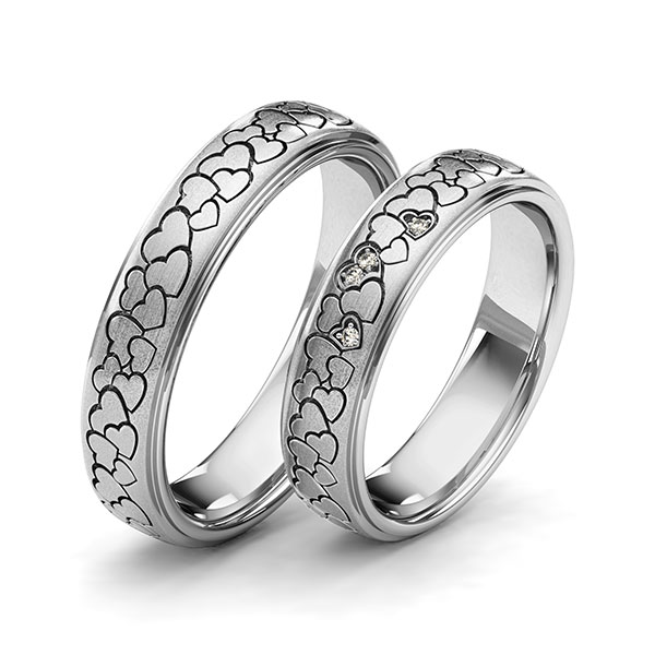 Paar klassische Trauringe/Eheringe in Edelstahl Herz mit zus. 0,02 ct. Brillant tw, si von 123gold - Y-1417-2 Paar klassische Trauringe/Eheringe in Edelstahl Herz mit zus. 0,02 ct. Brillant tw, si von 123gold - Y-1417-2