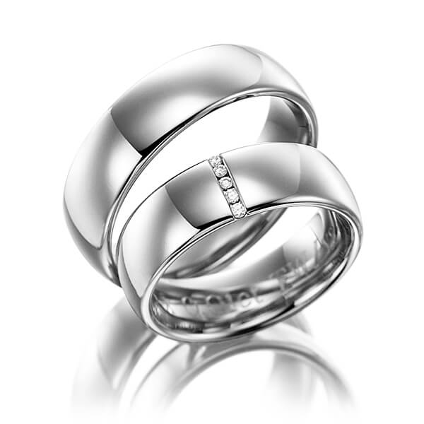 Paar klassische Trauringe/Eheringe in Edelstahl mit zus. 0,05 ct. Brillant tw, si von 123GOLD - Y-1002-4 Paar klassische Trauringe/Eheringe in Edelstahl mit zus. 0,05 ct. Brillant tw, si von 123GOLD - Y-1002-4