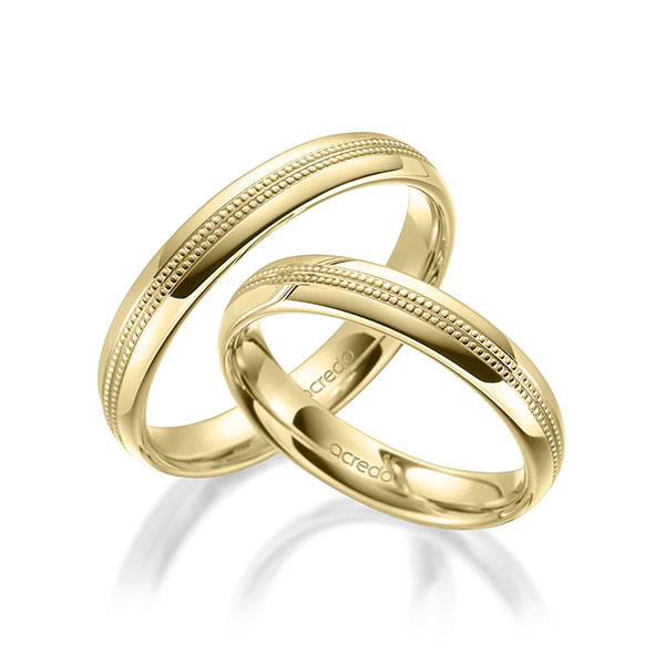 Paar klassische Trauringe/Eheringe in Gelbgold 375 von acredo - A-1760-6