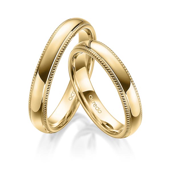 Paar klassische Trauringe/Eheringe in Gelbgold 375 von acredo - A-1766-6