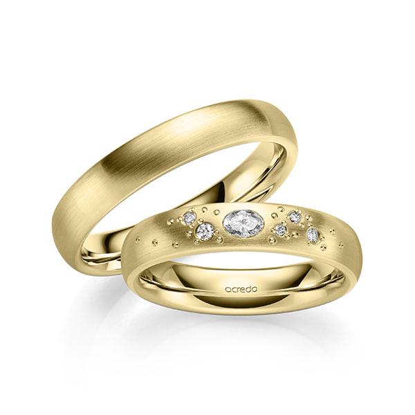Paar klassische Trauringe/Eheringe in Gelbgold 375 von acredo - A-2130-2