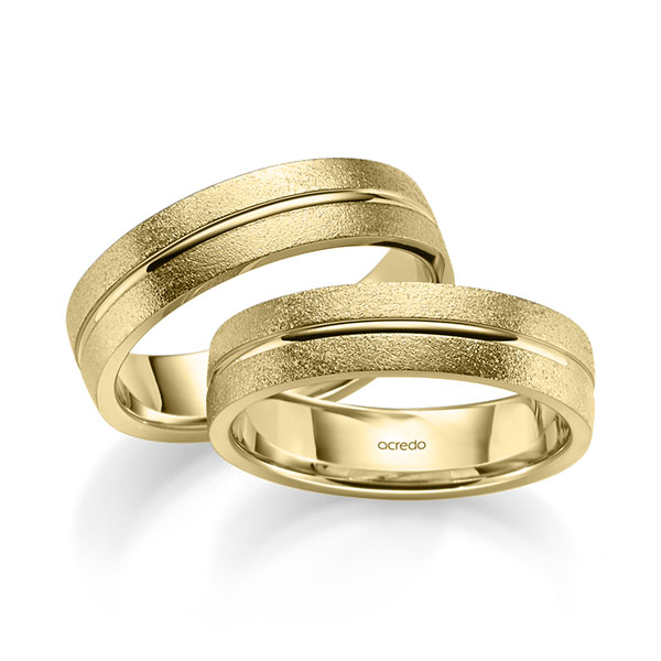 Paar klassische Trauringe/Eheringe in Gelbgold 375 von acredo - A-2187-6