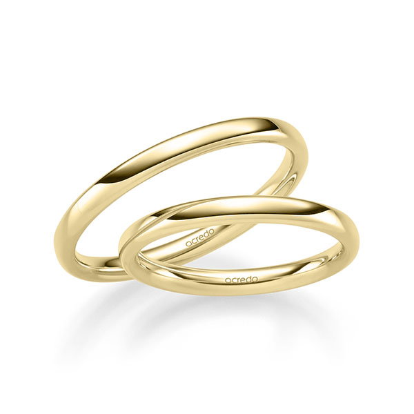 Paar klassische Trauringe/Eheringe in Gelbgold 375 von acredo - A-2316-2