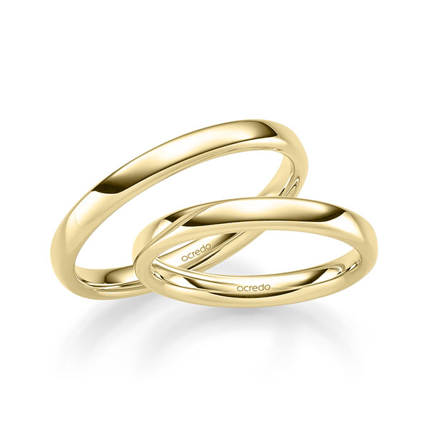 Paar klassische Trauringe/Eheringe in Gelbgold 375 von acredo - A-2317-2