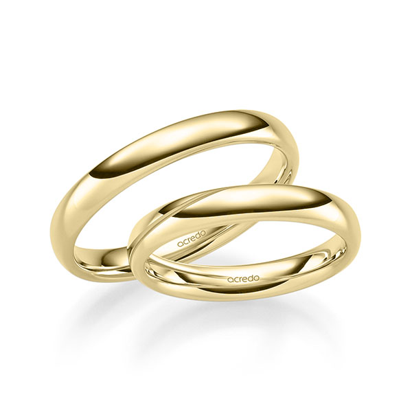 Paar klassische Trauringe/Eheringe in Gelbgold 375 von acredo - A-2318-2