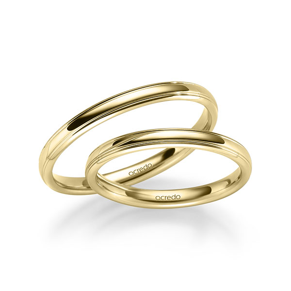 Paar klassische Trauringe/Eheringe in Gelbgold 375 von acredo - S-1281-5