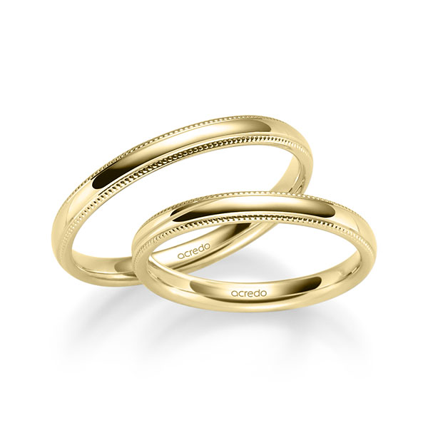 Paar klassische Trauringe/Eheringe in Gelbgold 375 von acredo - S-1498-1