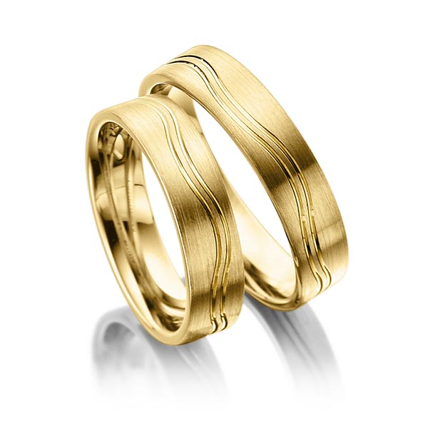 Paar klassische Trauringe/Eheringe in Gelbgold 375 von Merii - M-1090-1