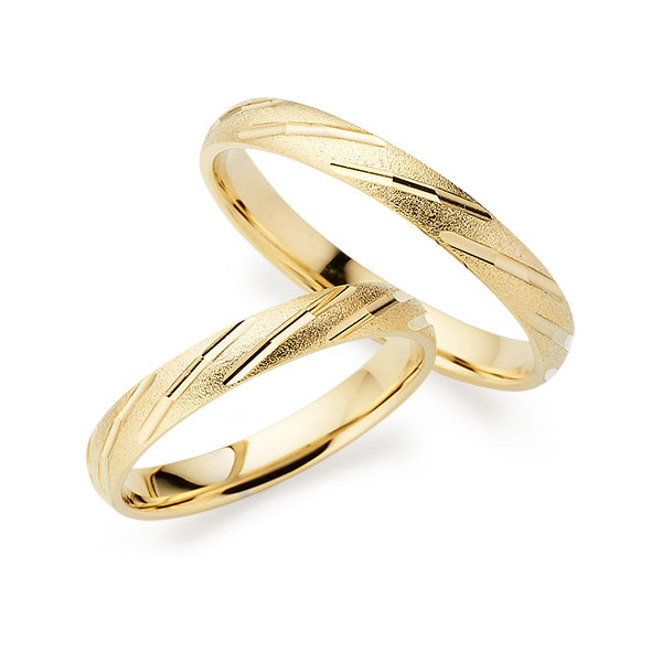 Paar klassische Trauringe/Eheringe in Gelbgold 375 von Merii - M-1370-1