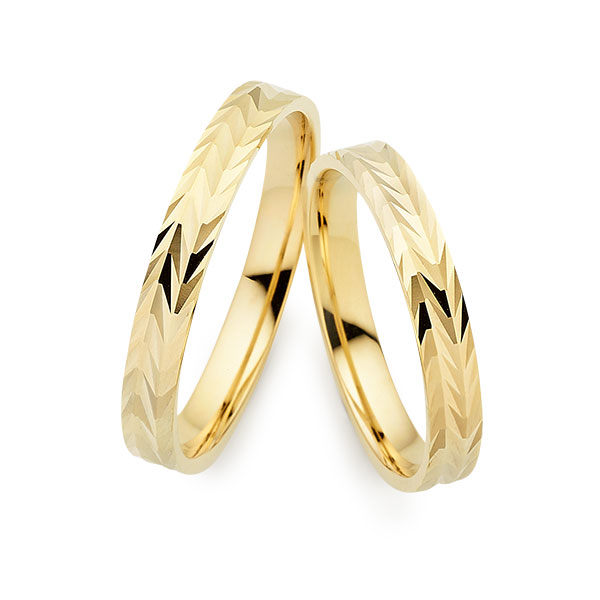 Paar klassische Trauringe/Eheringe in Gelbgold 375 von Merii - M-1371-1