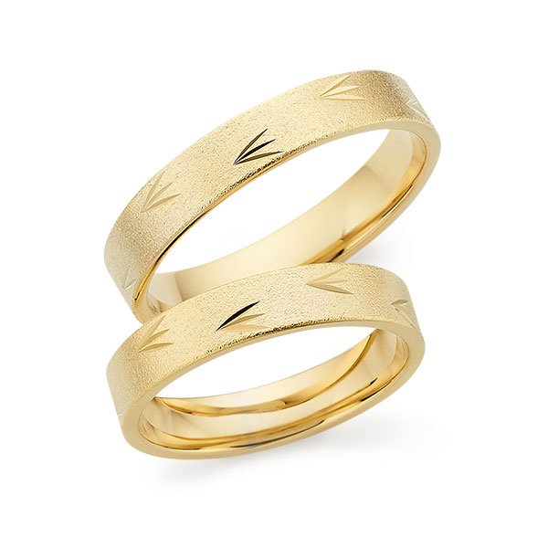Paar klassische Trauringe/Eheringe in Gelbgold 375 von Merii - M-1377-1