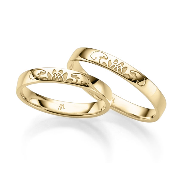 Paar klassische Trauringe/Eheringe in Gelbgold 375 von Merii - M-1385-1