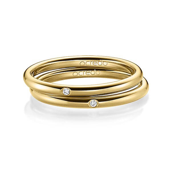 Paar klassische Trauringe/Eheringe in Gelbgold 585 mit zus. 0,02 ct. Brillant tw, si von acredo