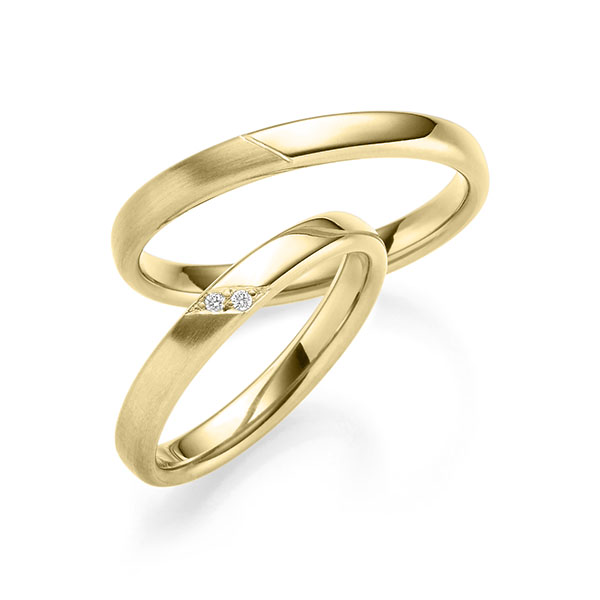 Paar klassische Trauringe/Eheringe in Gelbgold 585 mit zus. 0,02 ct. Brillant tw, vs von 123GOLD - P-1162-2 Paar klassische Trauringe/Eheringe in Gelbgold 585 mit zus. 0,02 ct. Brillant tw, vs von 123GOLD - P-1162-2