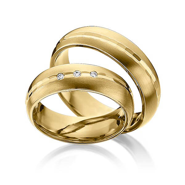 Paar klassische Trauringe/Eheringe in Gelbgold 585 mit zus. 0,045 ct. Brillant tw, si von 123gold - Y-1292-10 Paar klassische Trauringe/Eheringe in Gelbgold 585 mit zus. 0,045 ct. Brillant tw, si von 123gold - Y-1292-10