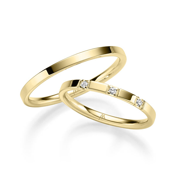 Paar klassische Trauringe/Eheringe in Gelbgold 585 mit zus. 0,045 ct. Brillant tw, vs von Merii