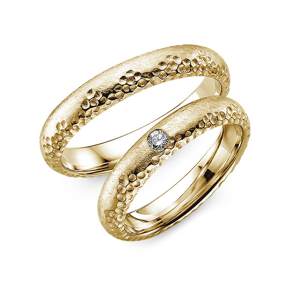Paar klassische Trauringe/Eheringe in Gelbgold 585 mit zus. 0,06 ct. Brillant tw, si von 123GOLD - Y-1507-2 Paar klassische Trauringe/Eheringe in Gelbgold 585 mit zus. 0,06 ct. Brillant tw, si von 123GOLD - Y-1507-2