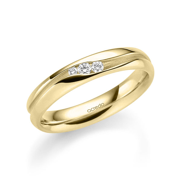 Paar klassische Trauringe/Eheringe in Gelbgold 585 mit zus. 0,085 ct. Brillant tw, si von acredo - A-2344-10