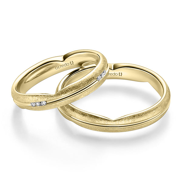Paar klassische Trauringe/Eheringe in Gelbgold 585 mit zus. 0,096 ct. Brillant tw, si von acredo - A-2360-3 Paar klassische Trauringe/Eheringe in Gelbgold 585 mit zus. 0,096 ct. Brillant tw, si von acredo - A-2360-3