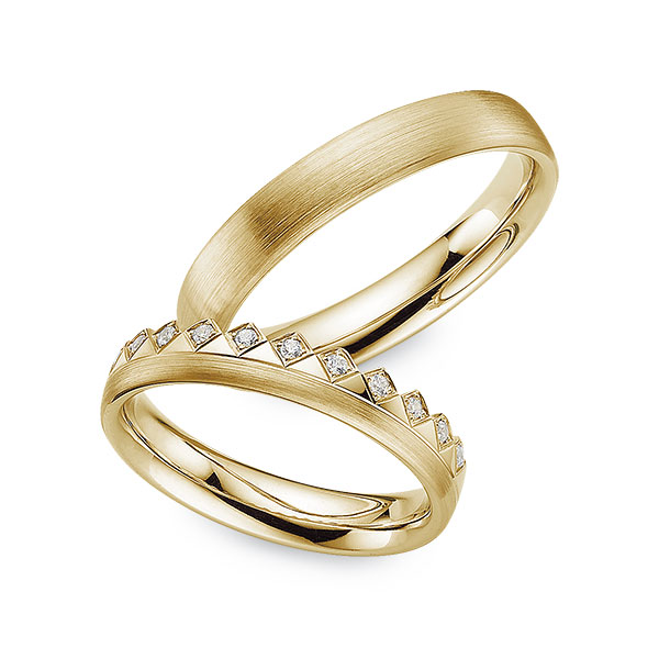 Paar klassische Trauringe/Eheringe in Gelbgold 585 mit zus. 0,096 ct. Brillant tw, vs von 123GOLD - Y-1511-2 Paar klassische Trauringe/Eheringe in Gelbgold 585 mit zus. 0,096 ct. Brillant tw, vs von 123GOLD - Y-1511-2